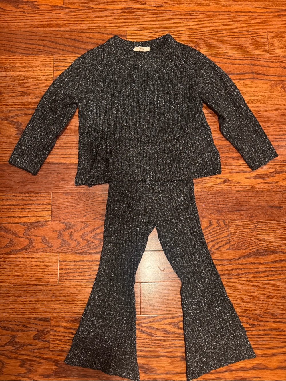 Kids Sparkle Knit Two-Piece Set - Black Silver